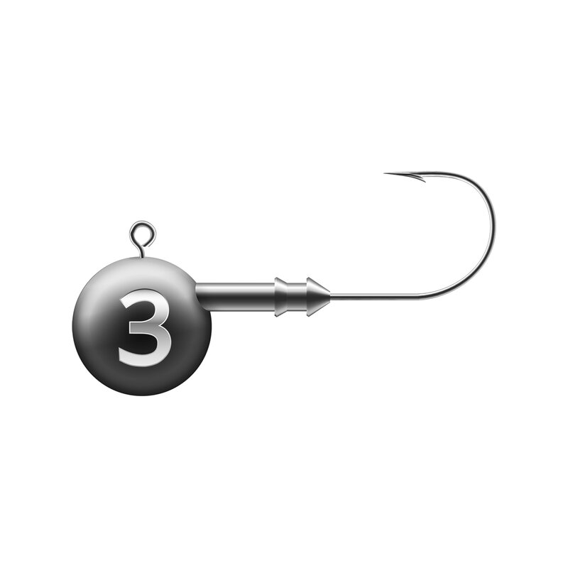K.P. Baits Jigkopf 5 Stück Größe 2/0 3 Gramm Round