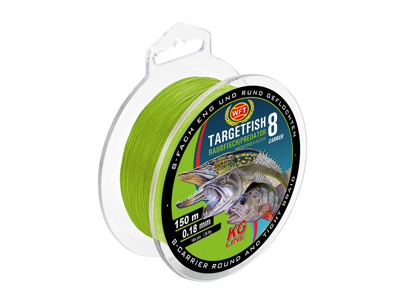 WFT Target Fish 8 Raubfisch Charteuse Grün geflochtene Angel Schnur 150m